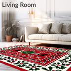 Red Nutcracker Holly Border Rug