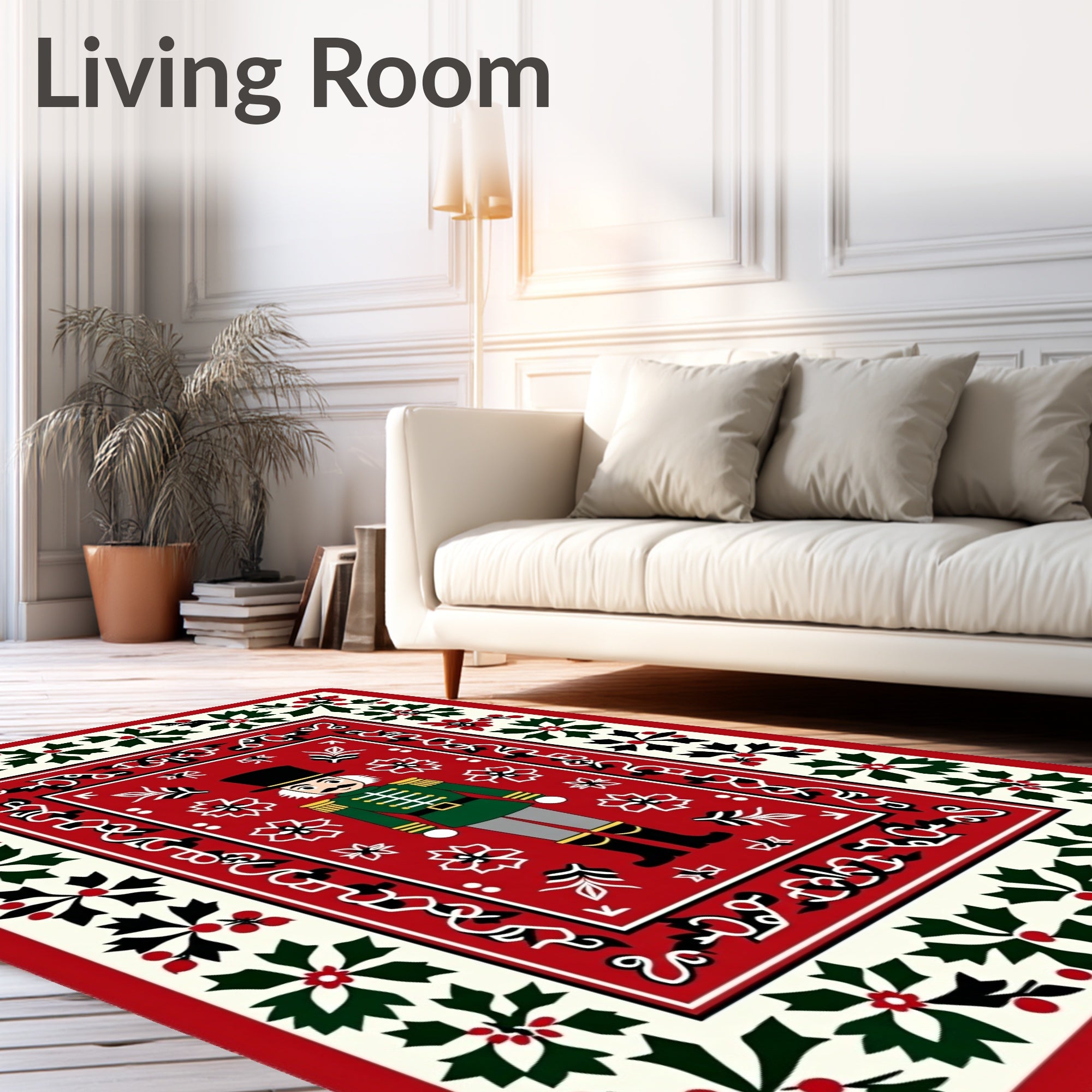 Red Nutcracker Holly Border Rug