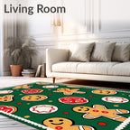 Gingerbread Cookies Christmas Green Background Rug