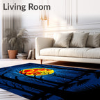 Crimson Full Moon Forest Night Sky Rug