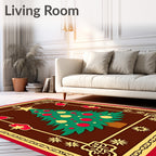Festive Christmas Tree Red Gold Collage Rug