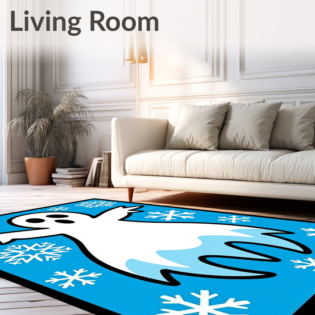 Spooky Snow Ghost Winterflakes Rug