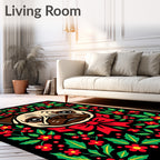 Pug With Red Holly Berry Bow Rug