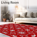 Crimson Snowflake Circular Medallion Rug