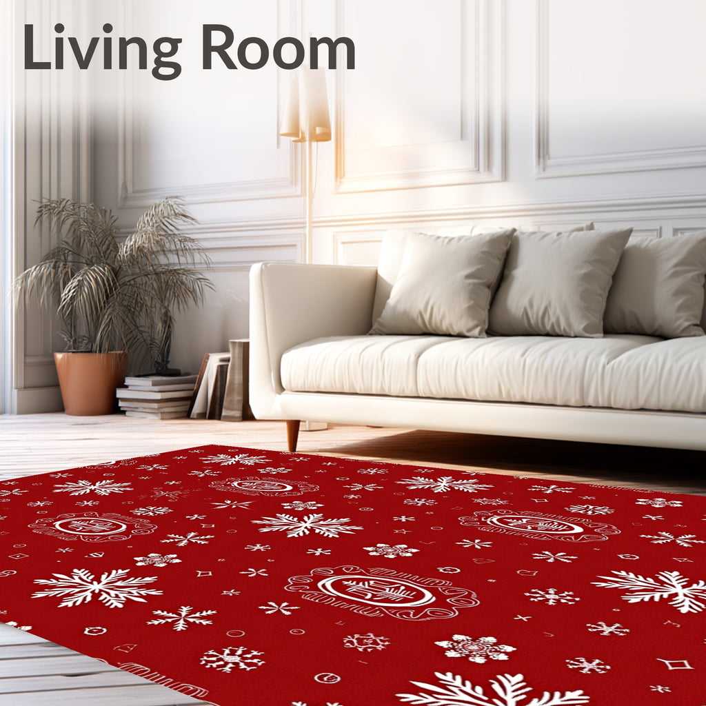 Crimson Snowflake Holiday Accents Rug