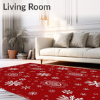 Crimson Snowflake Holiday Accents Rug