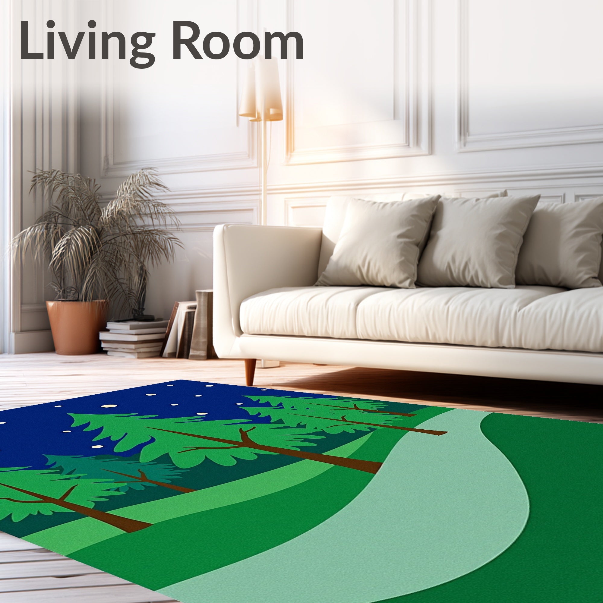 Forest Night Sky Woodland Scene Rug