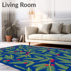 Deep Blue Pine Sprig Holly Rug