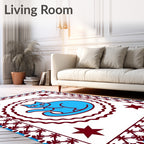 Blue Feline Star Borderrug Rug