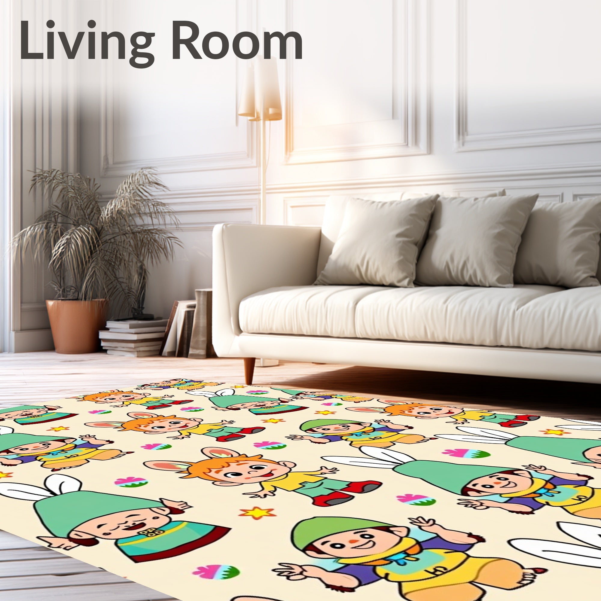 Joyful Bunny Children Spring Celebration Rug