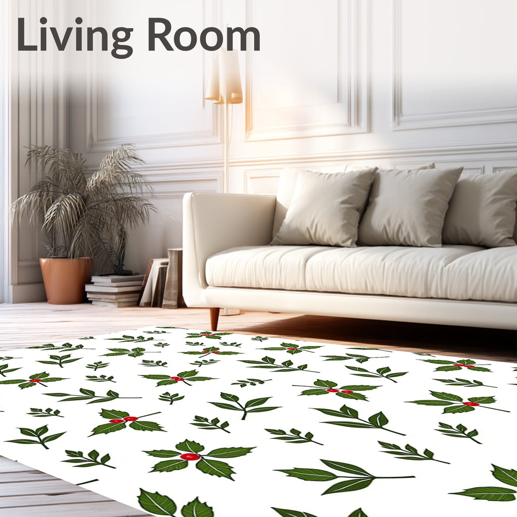 Green Holly Berry Botanical Scatter Rug