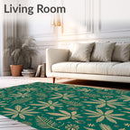 Emerald Green Palm Frond Collage Rug