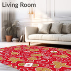 Whimsical Gingerbread Man Snowflakes Red Rug