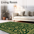 Emerald Gold Floral Vintage Medallion Rug