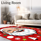 Jolly Santa Claus Christmas Trees Snowflakes Rug