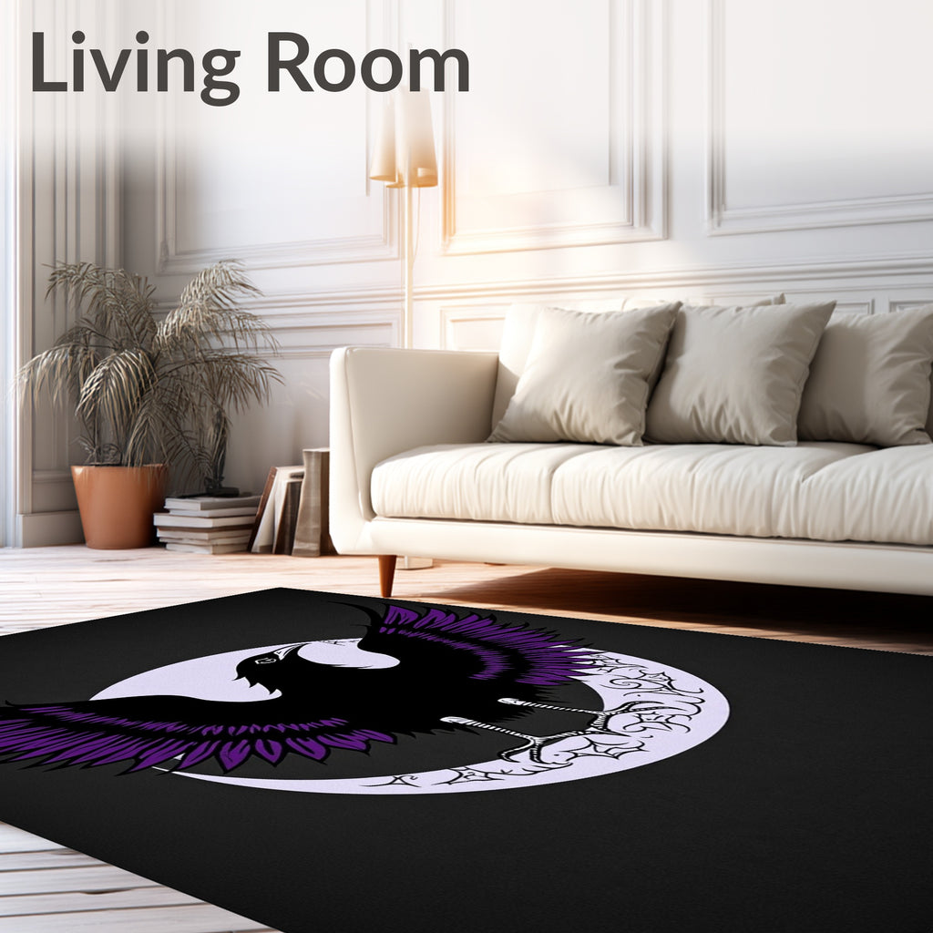 Black Crow With Purple Wings Crescent Rug