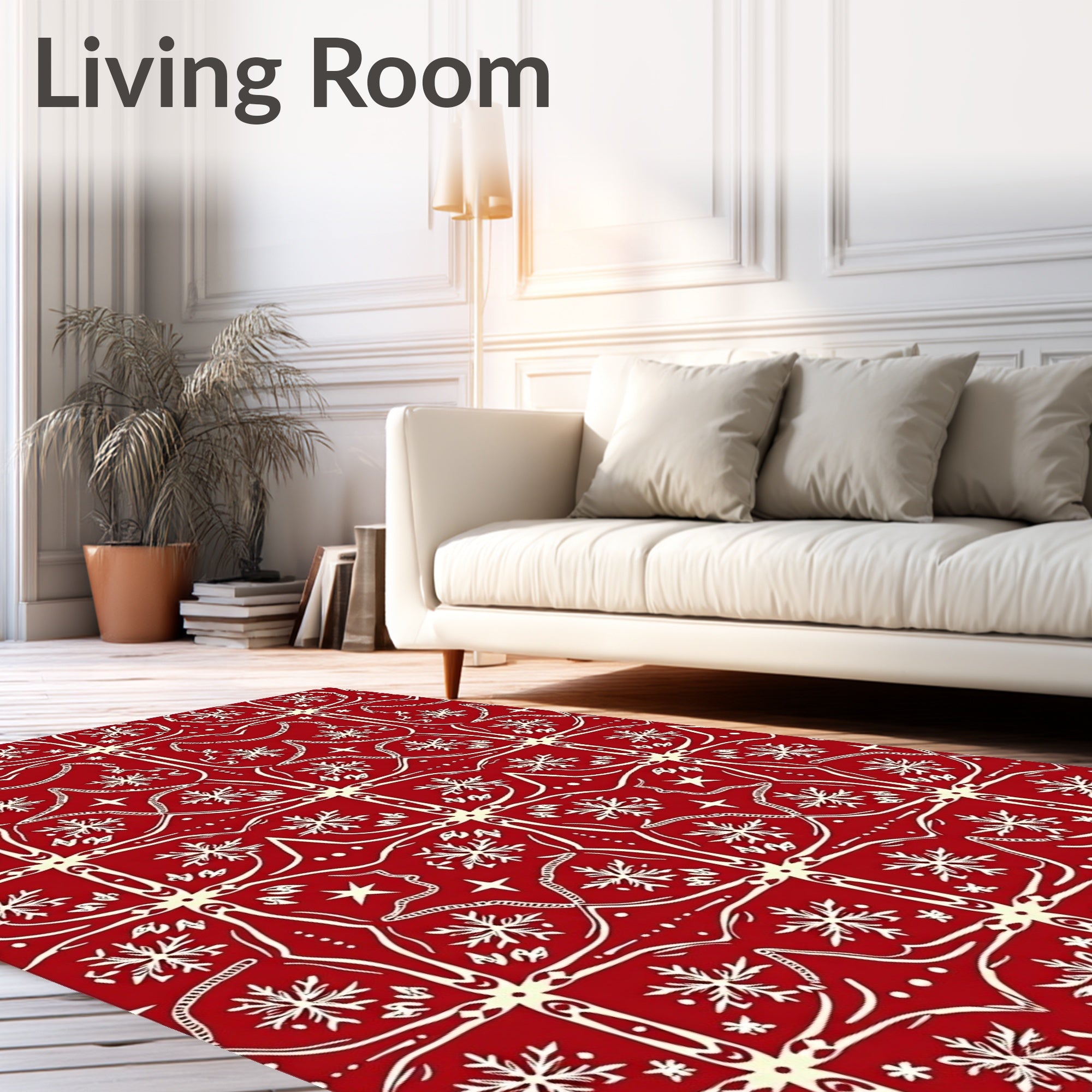 Crimson Snowflake Vintage Decorative Medallion Rug