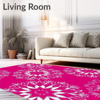 Fuchsia White Starburst Mandala Rug