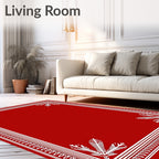 Bold Red Fern Border Rug