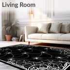 Spooky Black White Spiderweb Swirl Rug