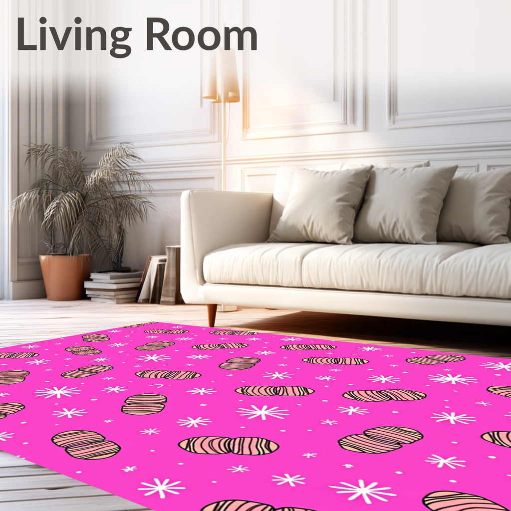 Pink Striped Peanut Starburst Scatter Rug