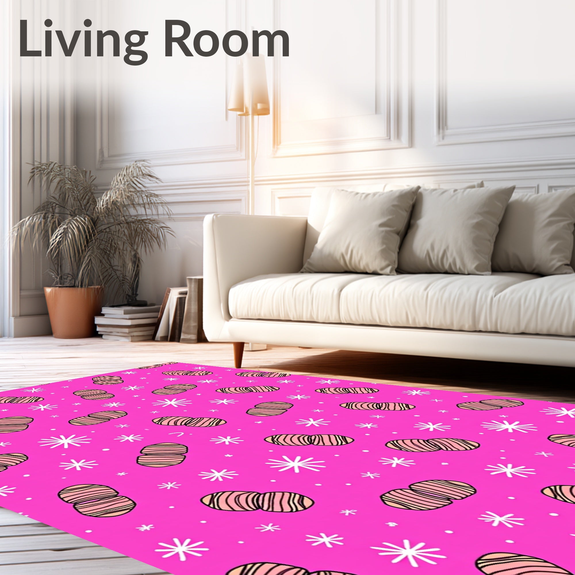 Pink Striped Peanut Starburst Scatter Rug