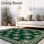 Forest Green Snowflake Border Rug