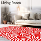 Vibrant Red Swirl Stripe Rug