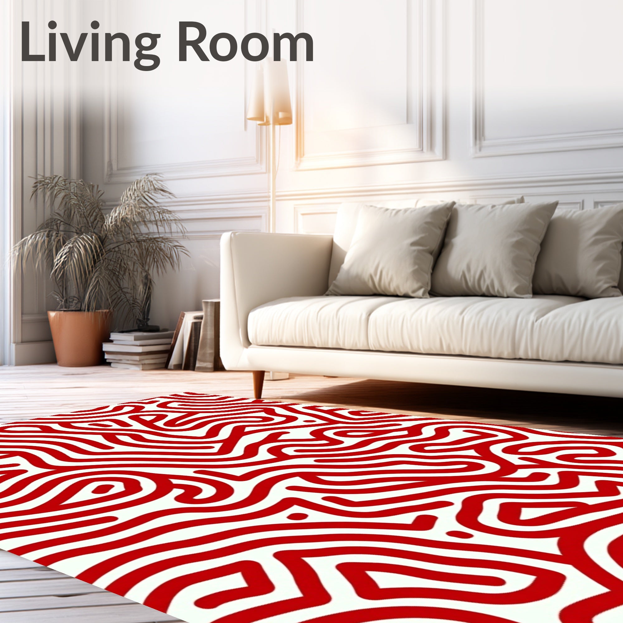 Crimson Maze Organic Lines Rug