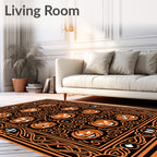 Orange Pumpkin Spooky Swirls Border Rug