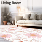 Pastel Pink Floral Whimsical Figures Rug