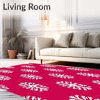 Crimson White Snowflake Repeat Rug