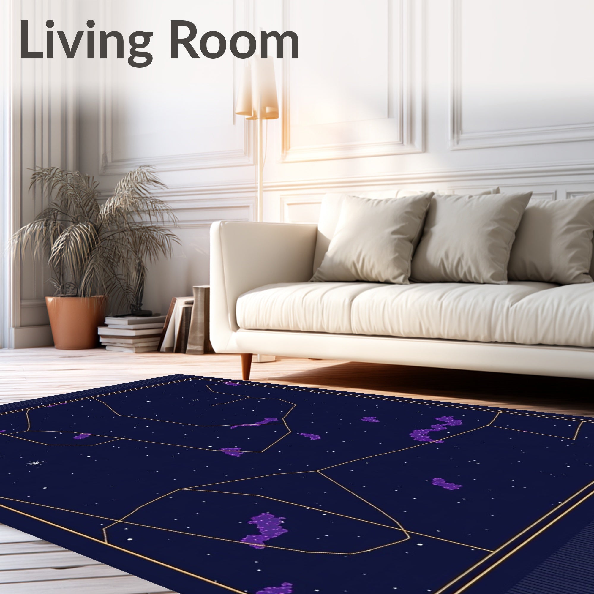 Cosmic Starry Purple Nebula Geometric Rug