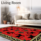 Red Black Reindeer Holly Scatter Rug