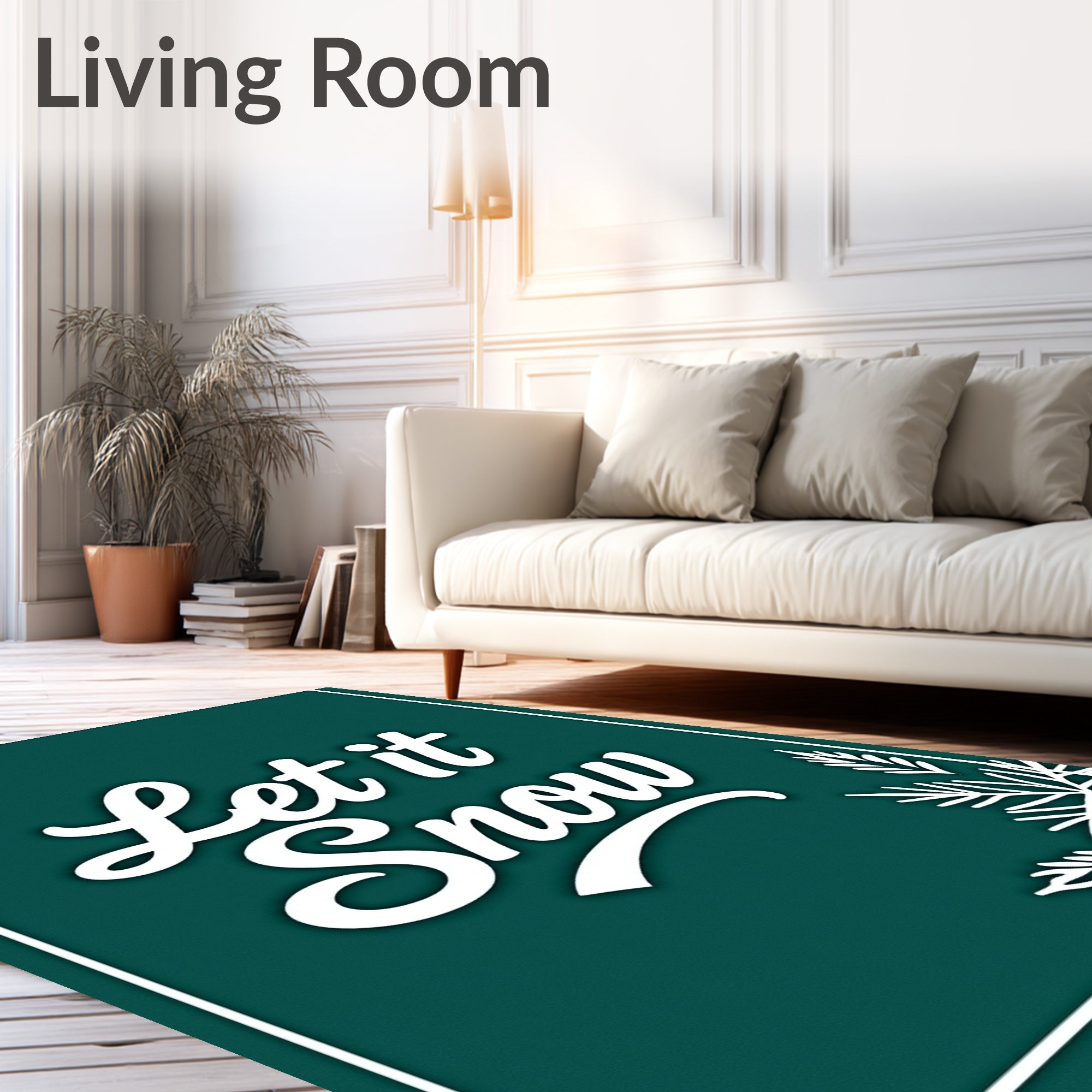 Winter White Snowflake Teal Rug