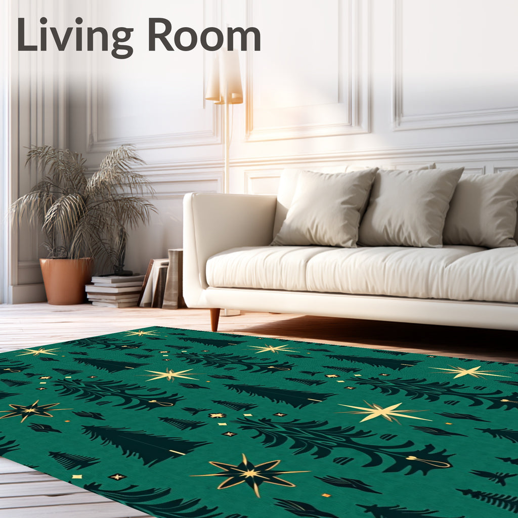 Emerald Forest Tree Star Arrangement Rug