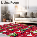 Christmas Gnomes Holding Candy Canes Green Truck Rug