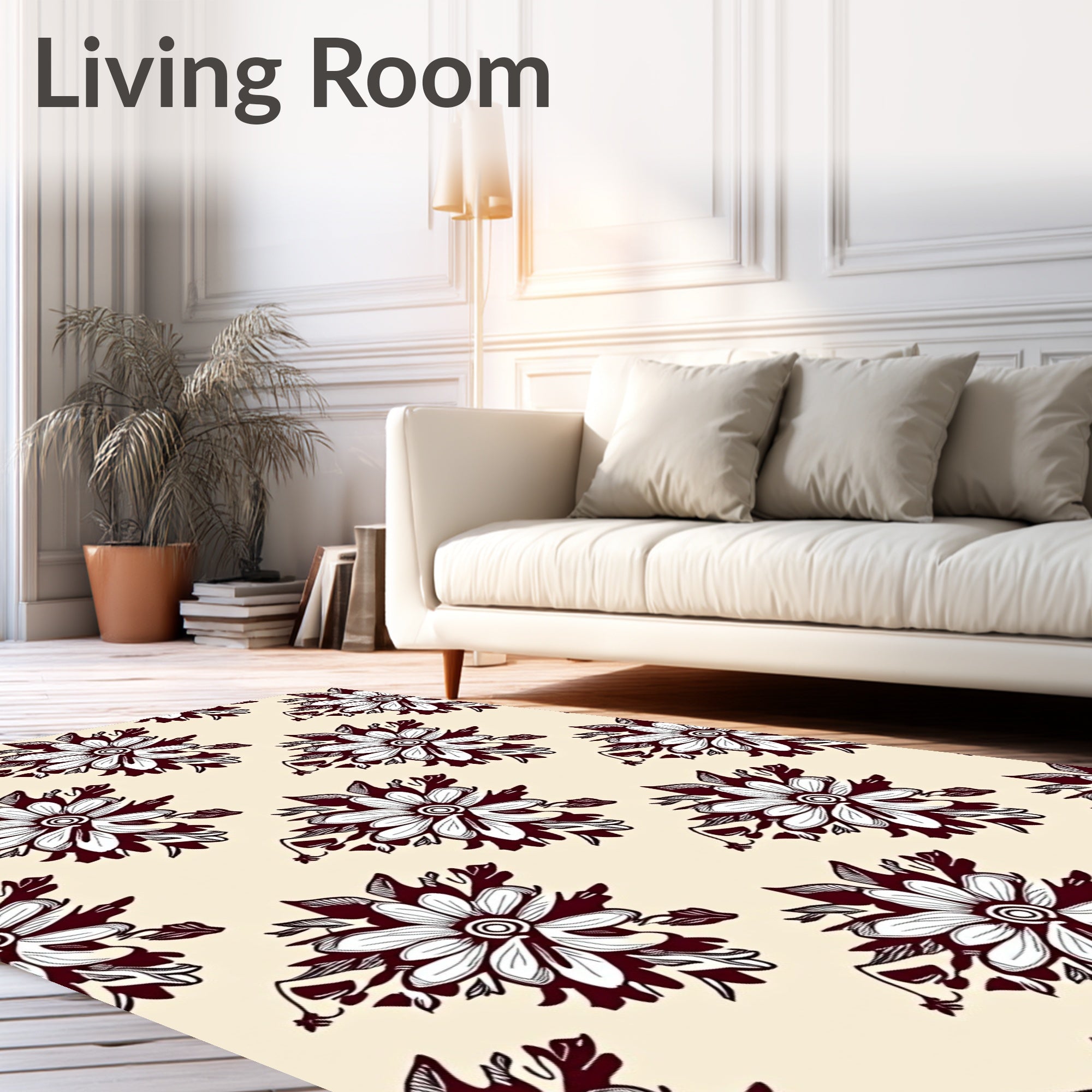 Vintage Crimson Floral Arrangement Rug