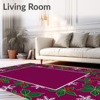 Festive Holly Snow Flurry Background Rug