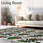 Green Red Berry Foliage Swirl Rug