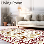 Ruby Burgundy Reindeer Starburst Medallion Rug
