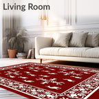 Rustic Ivory Deer and Snowflakes Rug