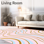 Pink Blue Gold Swirl Vein Rug