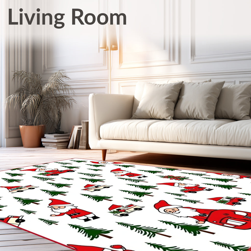 Merry Santa Claus Christmas Trees Rug