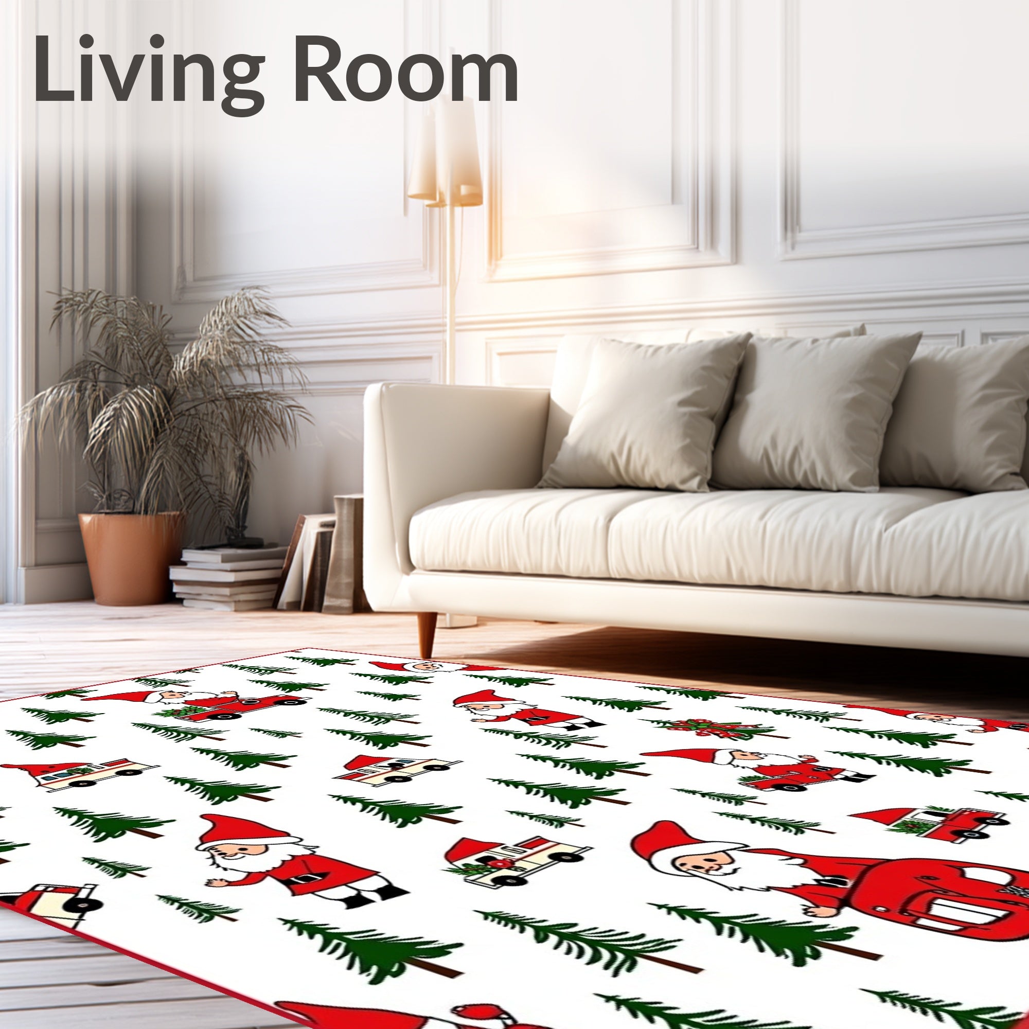 Merry Santa Claus Christmas Trees Rug