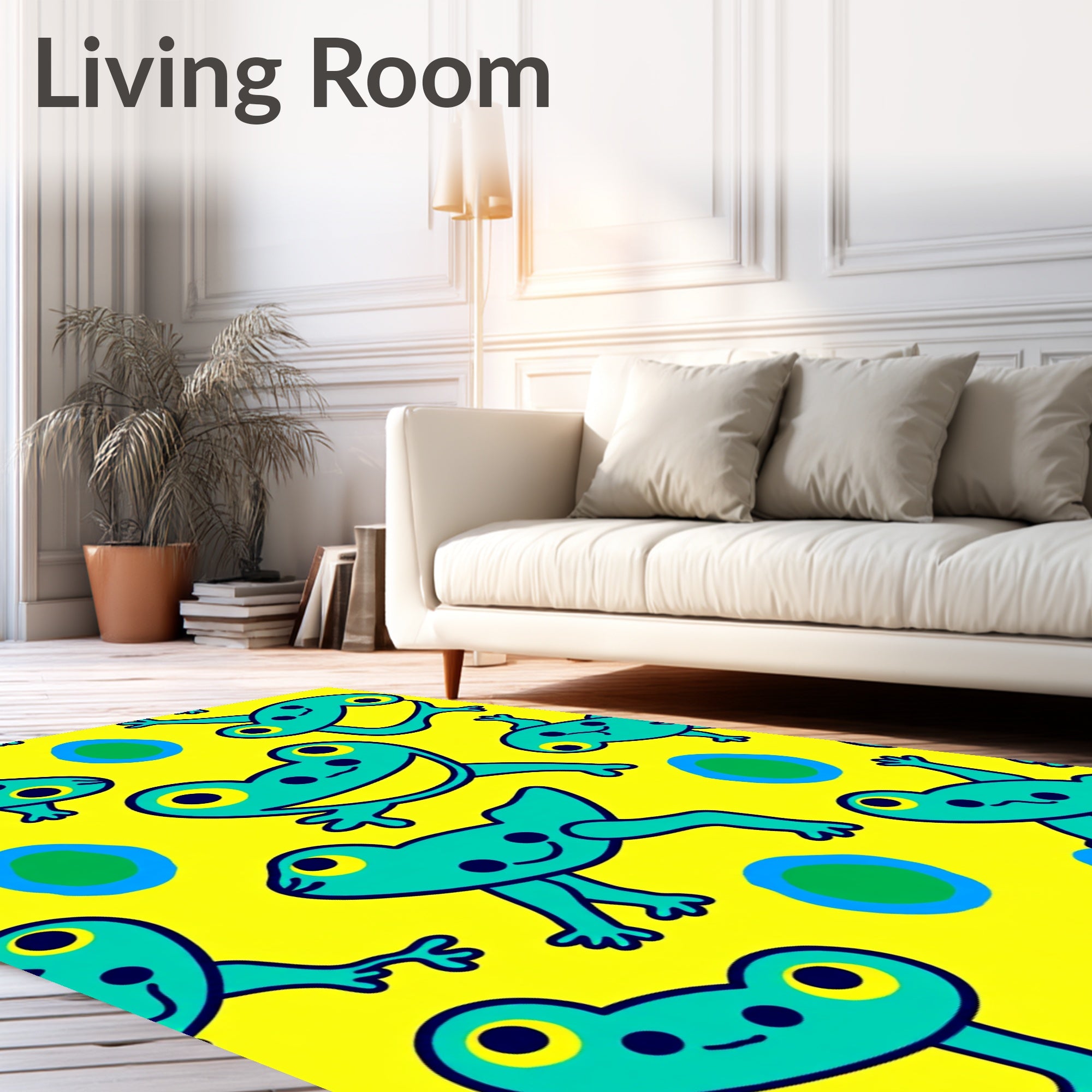 Yellow Green Frog Jam Session Rug