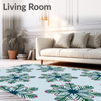 Delicate White Bird Pine Cluster Rug
