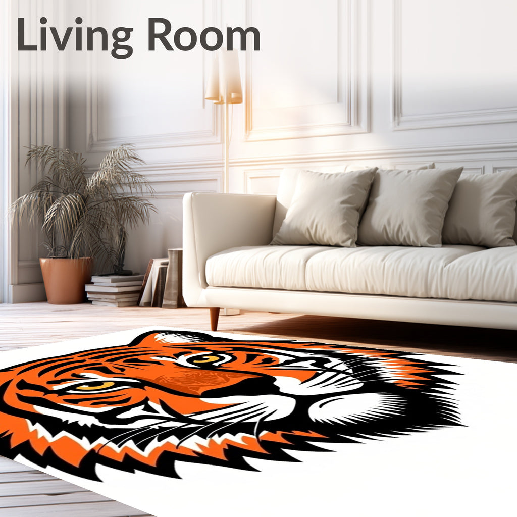 Bold Orange Tiger Face Portrait Rug