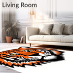 Bold Orange Tiger Face Portrait Rug