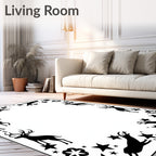Black Deer and Star Border Rug